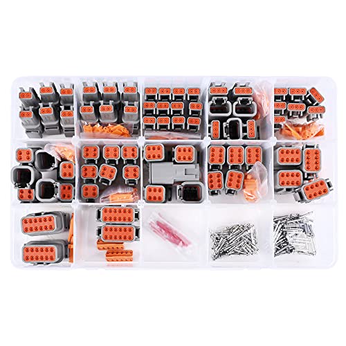 JRready ST6293 Deutsch Connector Kit DTM 2 3 4 6 8 and 12 Pin Automotive Electrical Connectors with Size 20 Solid Contacts Crimp Wire Gauge 16-22AWG,7.5A - Image 1