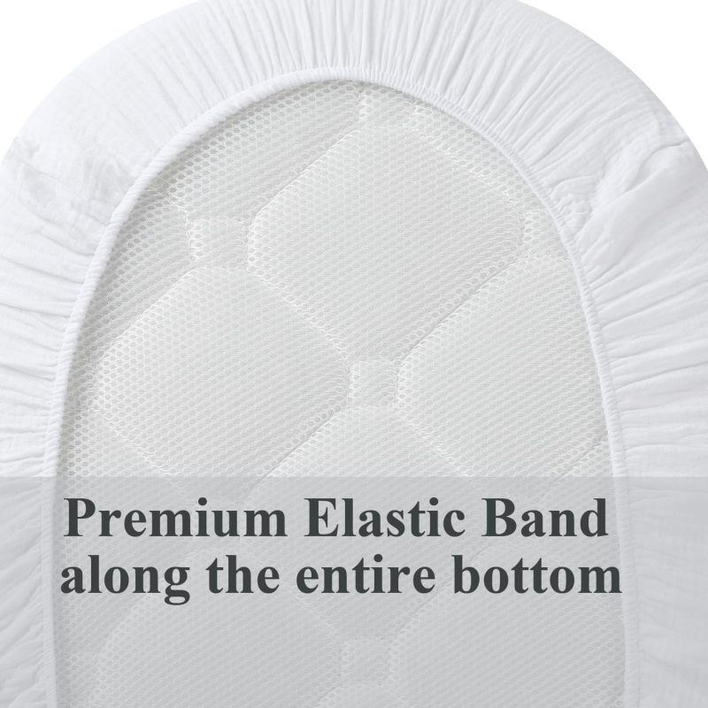 Fitted Bassinet Sheet: White & Pink Cotton Muslin - Portable Travel Bassinet Sheet for Baby Nursery Bedding - Image 5