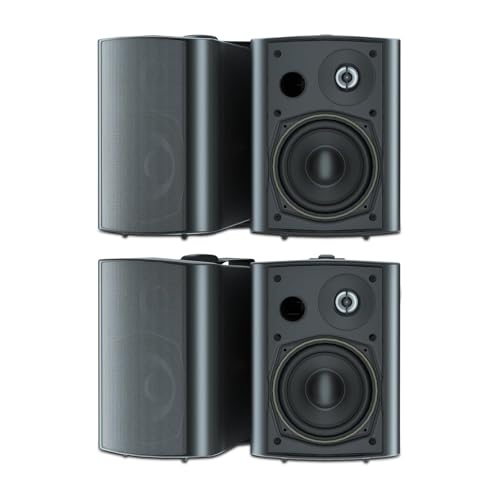 STUDIOFINIX 5.25 Inches 600 Watts Indoor Outdoor Bluetooth Speakers All Weather Wired Wall Mount System for Patio Deck (4 Speakers) - Image 1