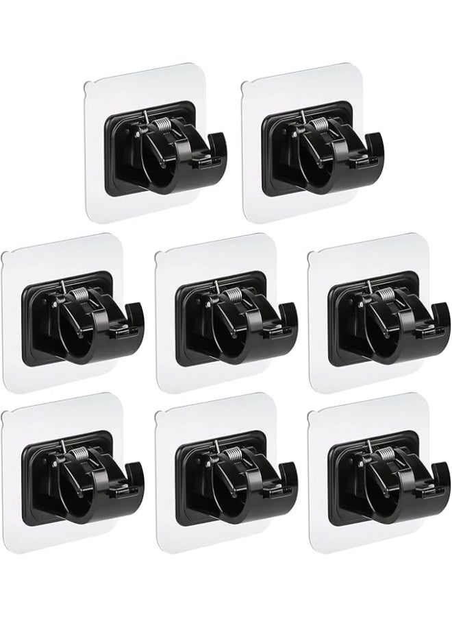 2-Piece Self-Adhesive Curtain Rod Holder Brackets - No-Drill Wall Mount Hook Holders - Heavy Duty Fixing Rod Brackets for Bathroom, Kitchen, and Home - Black. - Image 2