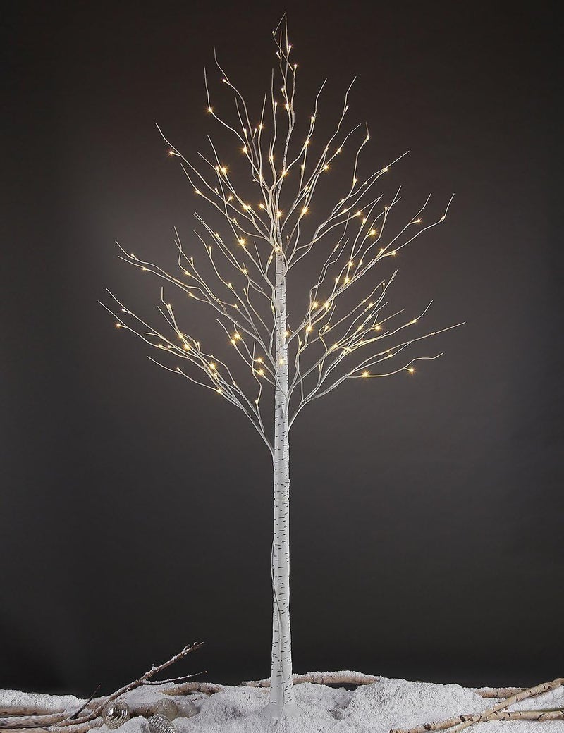 LIGHTSHARE 8FT 132 LED Birch TreeHomeFestivalPartyChristmasIndoor and Outdoor UseWarm White - Image 1