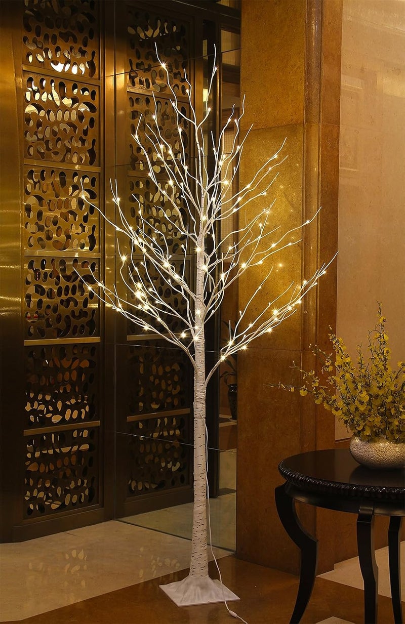 LIGHTSHARE 8FT 132 LED Birch TreeHomeFestivalPartyChristmasIndoor and Outdoor UseWarm White - Image 4
