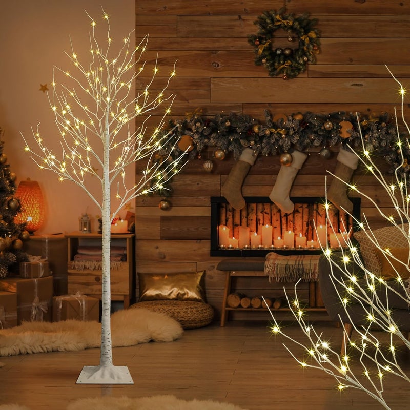 LIGHTSHARE 8FT 132 LED Birch TreeHomeFestivalPartyChristmasIndoor and Outdoor UseWarm White - Image 3
