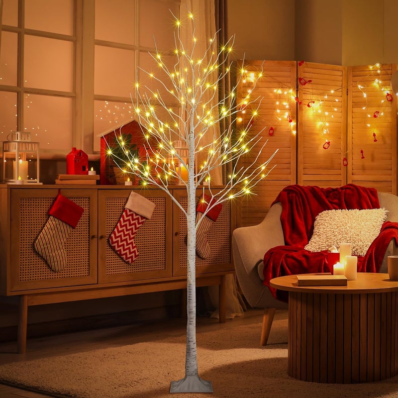 LIGHTSHARE 8FT 132 LED Birch TreeHomeFestivalPartyChristmasIndoor and Outdoor UseWarm White - Image 2