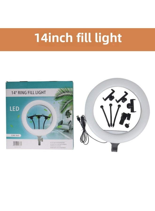 general Mobile Phone Live Photography Bracket Desktop Portable Photography Three-color Warm Large Aperture Lighting 22 Inch Beauty Ring Light-Specifications:【fill Light】 14inch (wired Control Model) - Image 1