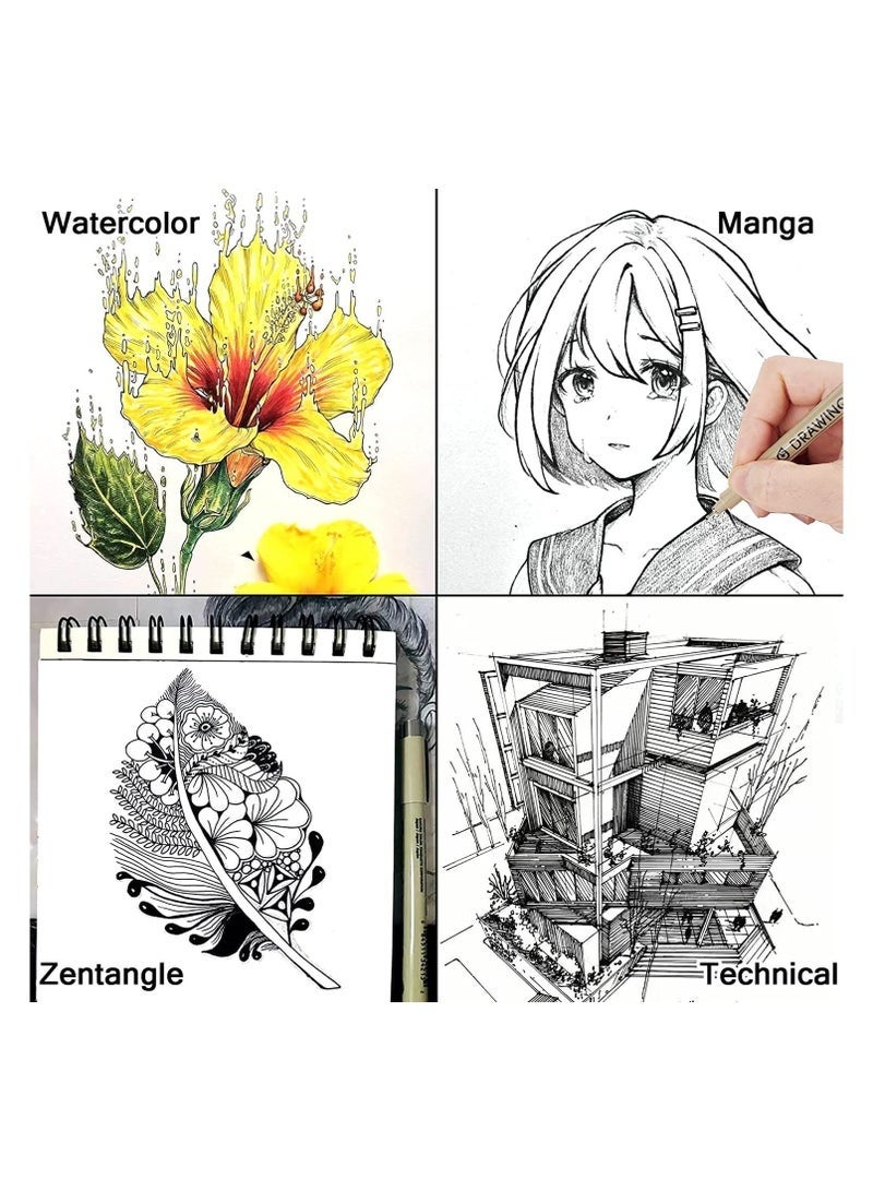 12 Black Drawing Pens, Liquid Fineliner Pens, Art Pens Set, Waterproof Pens, Quick Drying Micro Fine Point Drawing Pens for Artist, Manga Pens, for Sketching, Technical Drawing - Image 5