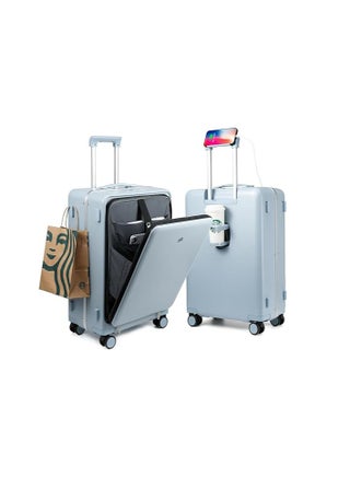 Heartales 20'' Carry On Luggage bag with Cup phone mobile Holder & Charger and TSA Lock, Trolley with Front Laptop Pocket compartment & USB Port, Aluminum Frame PC Travel Suitcase, Spinner Wheels-Blue - pzsku/Z84B181D29F9C718D5BBCZ/45/_/1699201244/c1c9c66f-4b70-4322-a5c1-ea64d05abe3c