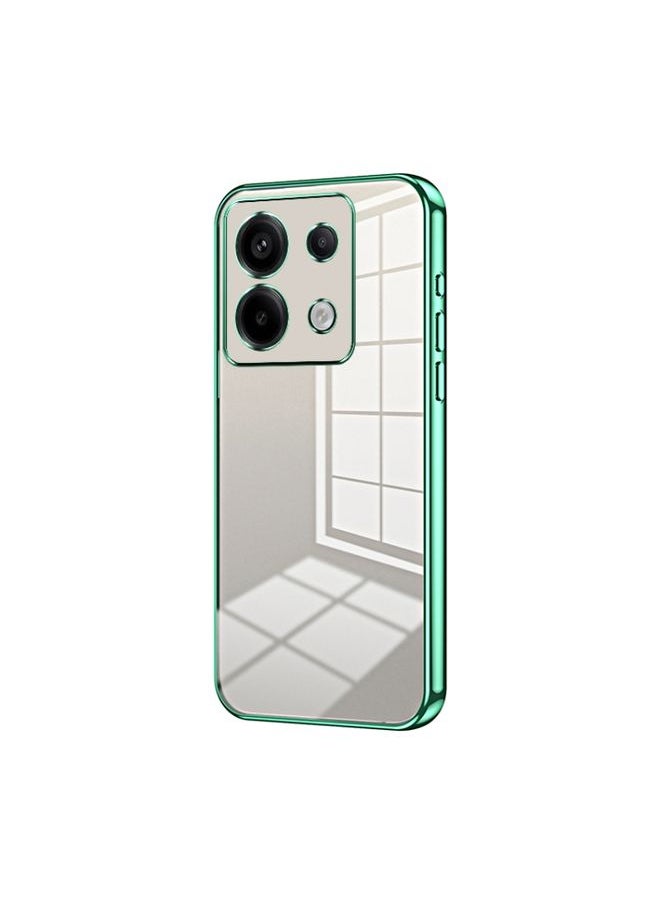 HuHa Case Cover For Xiaomi Redmi Note 13 Pro 5G Transparent Plating Fine Hole Phone Case Green 