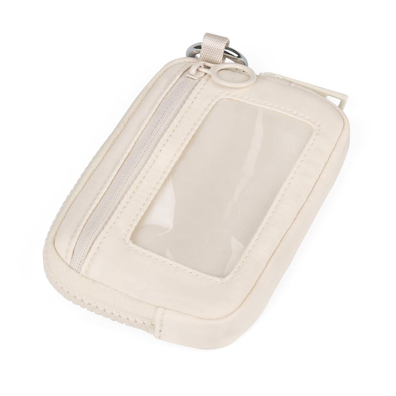 Didida The Iris Wallet Zip Card Case with ID Window Purses for Women Coin Purse with Zipper Mini Portable Keychain Wallet, Beige - Image 3