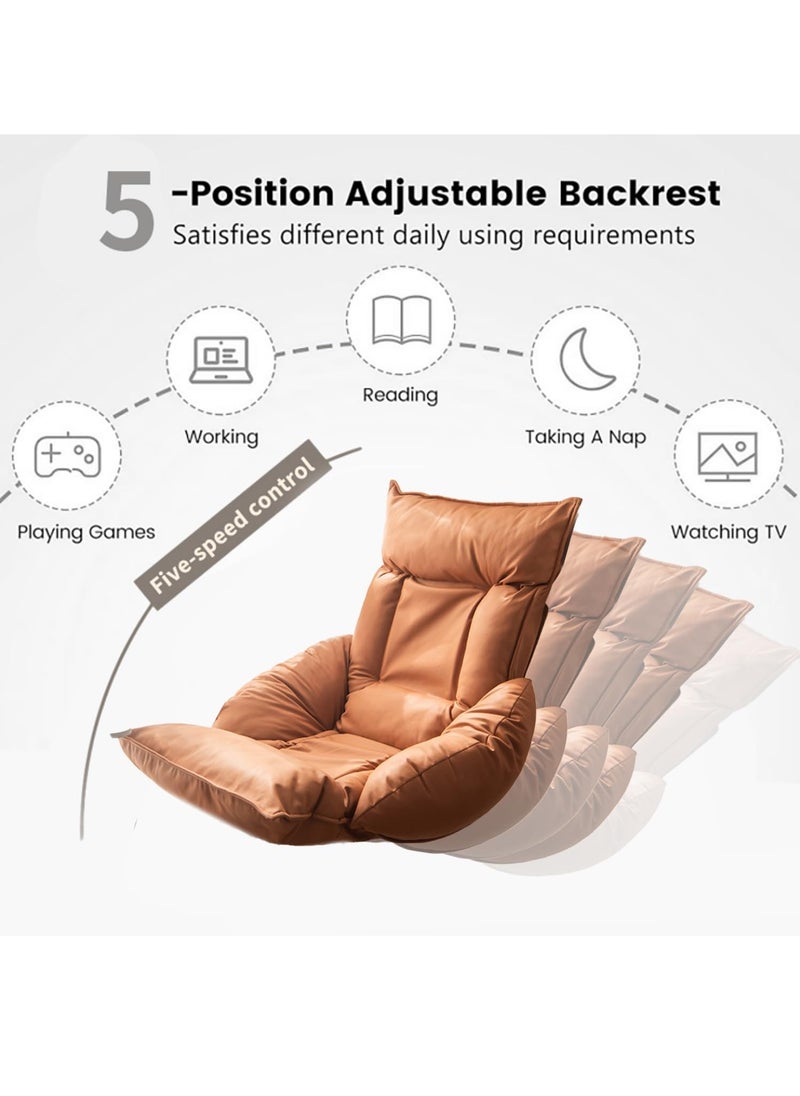 TAPIT - Floor Sofa with Back Support and Armrest 5 Reclining Poistion Adjustable Floor Chair Folding Gaming Recliner Chair Floor Lounge Chair with Cushion for Gaming Reading Sleeping (Grey) - Image 1