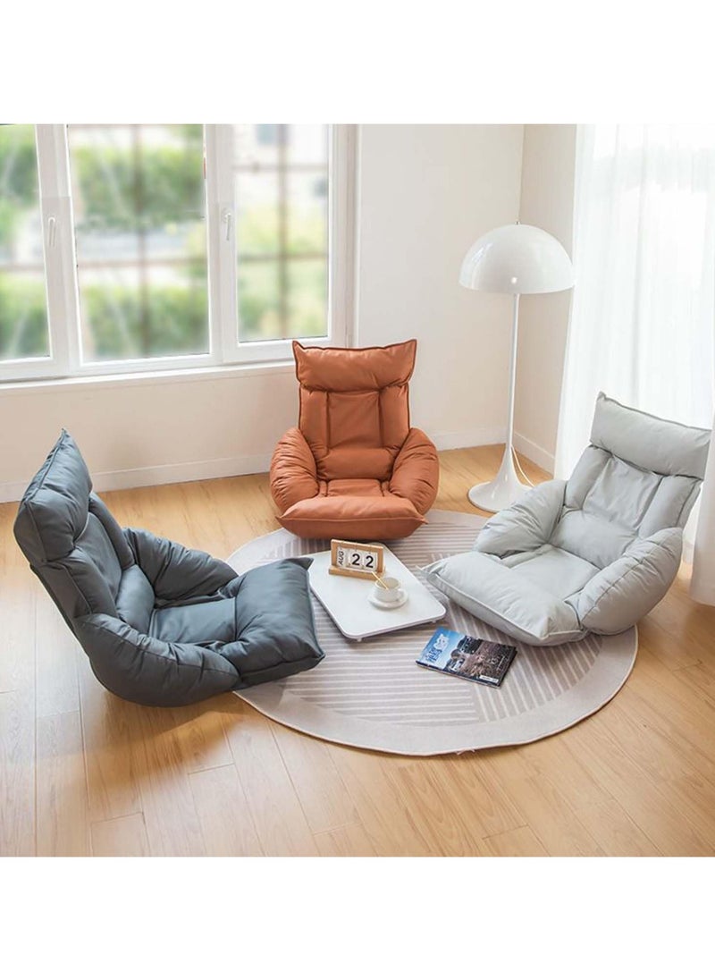 TAPIT - Floor Sofa with Back Support and Armrest 5 Reclining Poistion Adjustable Floor Chair Folding Gaming Recliner Chair Floor Lounge Chair with Cushion for Gaming Reading Sleeping (Grey) - Image 1