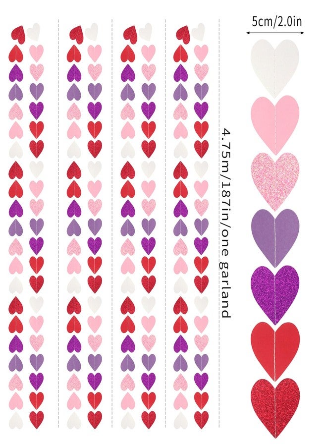 burgleda Purple-Pink Red Party-Decorations Heart-Garland - 46ft 3D Wedding Hanging Streamers Banner,Birthday Engagement Mothers Galentines Bridal Shower Decor Burgleda - Image 2