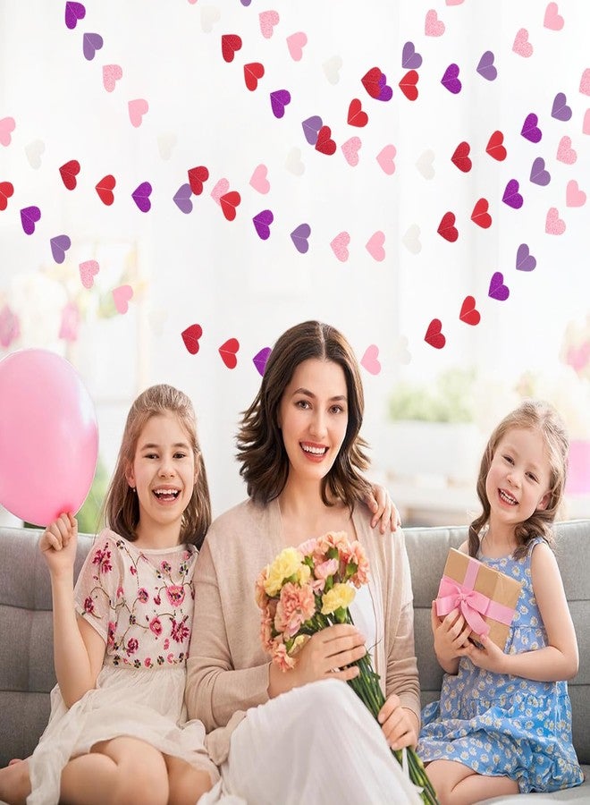 burgleda Purple-Pink Red Party-Decorations Heart-Garland - 46ft 3D Wedding Hanging Streamers Banner,Birthday Engagement Mothers Galentines Bridal Shower Decor Burgleda - Image 3