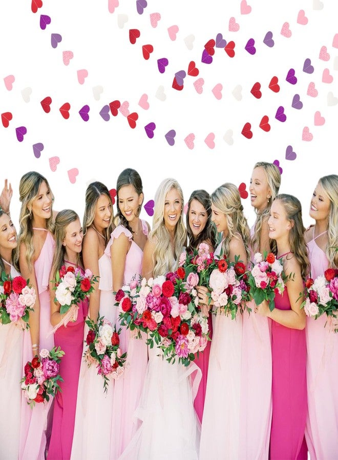 burgleda Purple-Pink Red Party-Decorations Heart-Garland - 46ft 3D Wedding Hanging Streamers Banner,Birthday Engagement Mothers Galentines Bridal Shower Decor Burgleda - Image 4