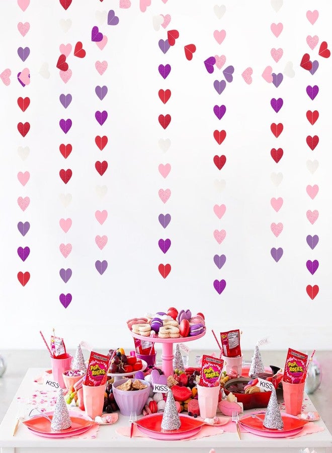 burgleda Purple-Pink Red Party-Decorations Heart-Garland - 46ft 3D Wedding Hanging Streamers Banner,Birthday Engagement Mothers Galentines Bridal Shower Decor Burgleda - Image 5