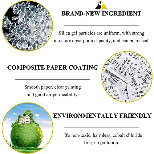 Thea Silica Gel White/Desiccant/Moisture Sbsorbr/Moistur Absorbent Rechargeable Desiccant Dehumidifiers Bags for Electronics, Clothes, Shoes, Jewelry, Spices, Tools and More Silica Gel Packets (30) - Image 4
