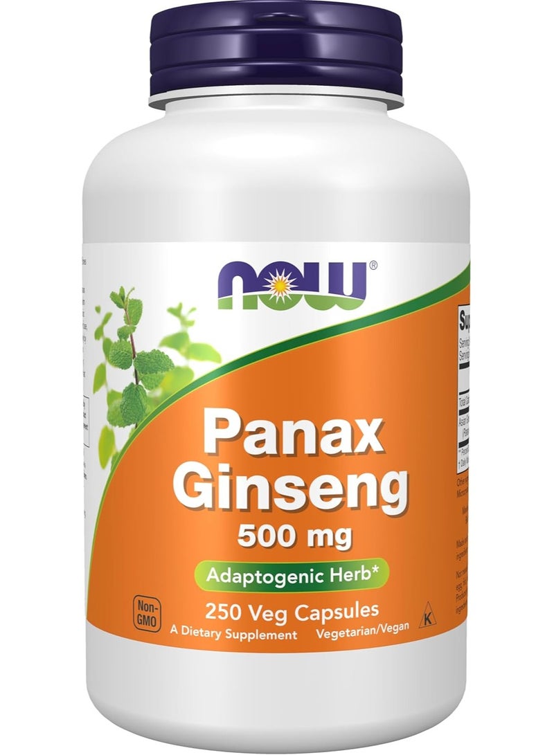 now Panax Ginseng 500mg 250 Veg Capsules - Image 1