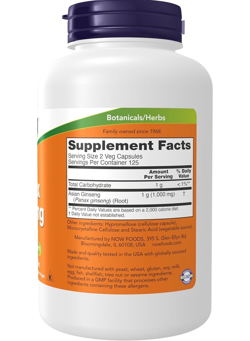 now Panax Ginseng 500mg 250 Veg Capsules - Image 2