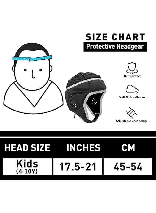Mult-Color Soft Helmet, Flag Football Rugby Goalkeeper Helmet, Cap Soft Shell Helmet, Soccer Headgear Special Needs Protection for Childrens 4-12 Years - Image 3