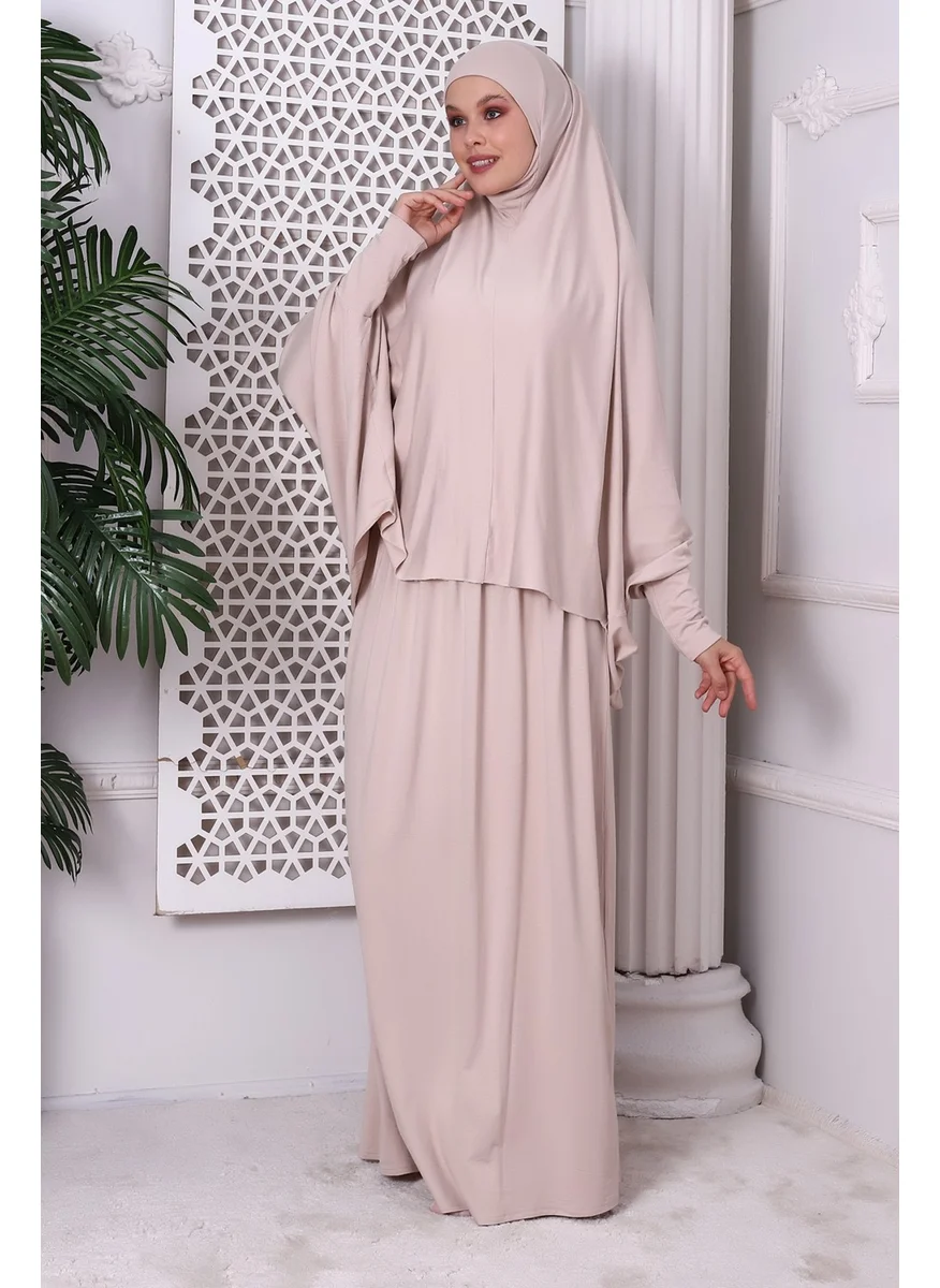 İhvan Online Ihvan Online Two Piece Practical Prayer Dress 8016 Cream