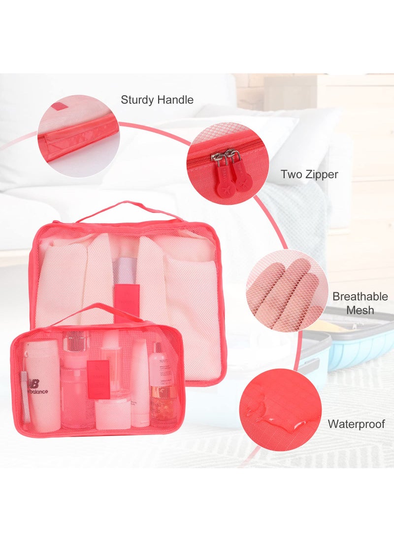 Arabest - Set of 6 Travel Luggage Organizer Cubes Set Organizer Waterproof Laundry Bag Travel Accessories - Watermelon red, Travel Bag - Image 1