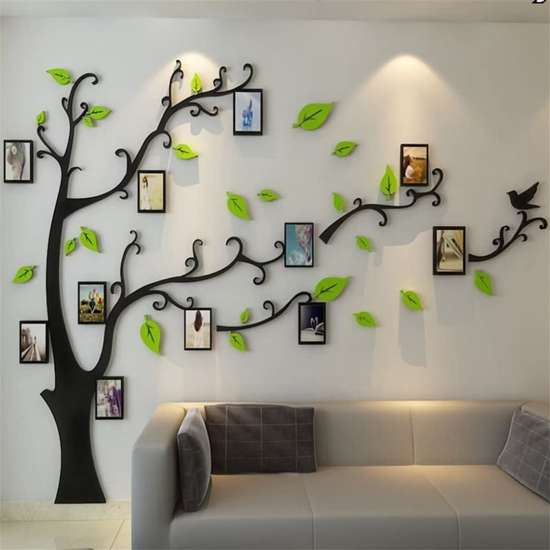 guangmu ملصقات جدار الأشجار ثلاثية الأبعاد - صورة DIY إطار شجرة الجدار صائق عائلة إطار صورة ملصق الجداريات جدار ديكور غرفة المعيشة غرفة نوم الخلفية ديكورات المنزل (M: 83 * 59in باهت أخضر يمين) اليمين) - Image 1