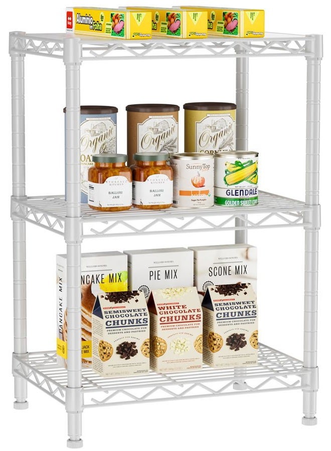 Golpart 3 Tier Adjustable Storage Shelves Heavy Duty Metal Utility Shelf Wire Shelving Unit Organizer Rack for Home Kitchen Office Bathroom Pantry Room 12" D x 18" W x 30" H - Image 1