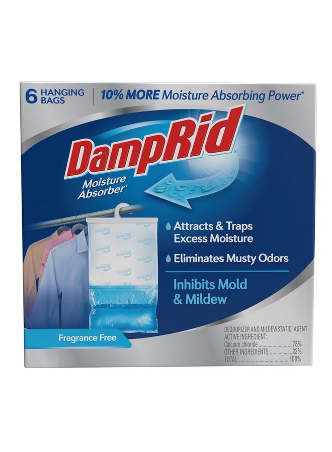 DampRid DampRid Fragrance Free Hanging Moisture Absorber, 15.4 oz., 6 Pack - Eliminates Musty Odors for Fresher Air, Ideal Moisture Absorbers for Closet, 10% More Moisture Absorbing Power*  - Image 1