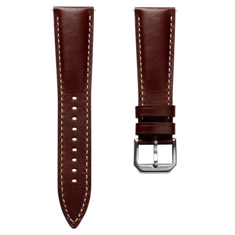 WatchGecko Tenby Classic Padded Genuine Leather QR Watch Strap Burgundy 20mm - Image 2