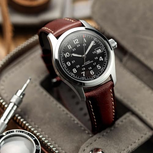 WatchGecko Tenby Classic Padded Genuine Leather QR Watch Strap Burgundy 20mm - Image 3