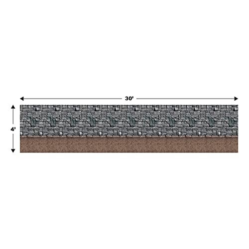Beistle Stone & Dirt Floor Wall Backdrop, 4’ x 30’ – Medieval Party Decorations, Medieval Decor Background, Photo Backdrop, Easy to Adhere Wall Covering, Stone Backdrop, Halloween Party Decorations - Image 3
