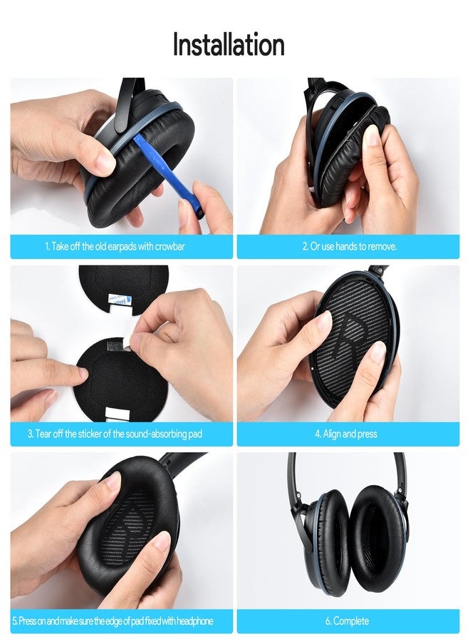 aceyoon وسادات أذن بديلة لسماعات الرأس من بوز كوات كومفورت 35 QC25 QC15 Ae2 ساوند لينك، وسادات أذن من رغوة الذاكرة ناعمة لسماعات بوز، سمك مريح - Image 4
