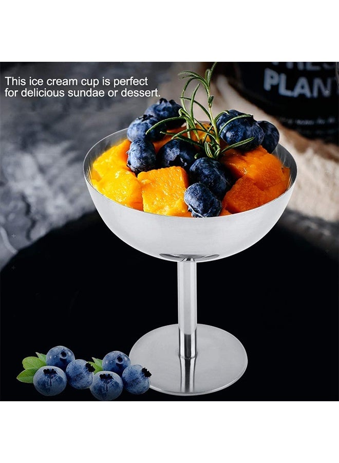 200ML Stainless Steel Ice Cream Cup, Stable Bottom Dessert Cup Reusable Goblet Ice Cream Cake Bowl Cute Plates - Image 3