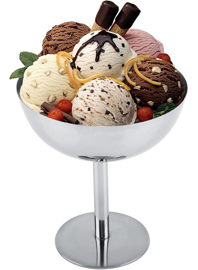 200ML Stainless Steel Ice Cream Cup, Stable Bottom Dessert Cup Reusable Goblet Ice Cream Cake Bowl Cute Plates - Image 1