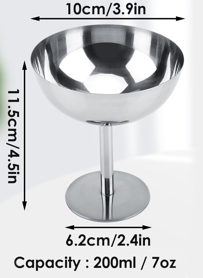 200ML Stainless Steel Ice Cream Cup, Stable Bottom Dessert Cup Reusable Goblet Ice Cream Cake Bowl Cute Plates - Image 2
