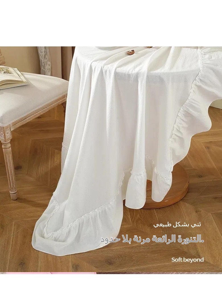 General White versatile background cloth romantic atmosphere tablecloth pleated ruffle edge round table cloth cover cloth square table cloth  - Image 4