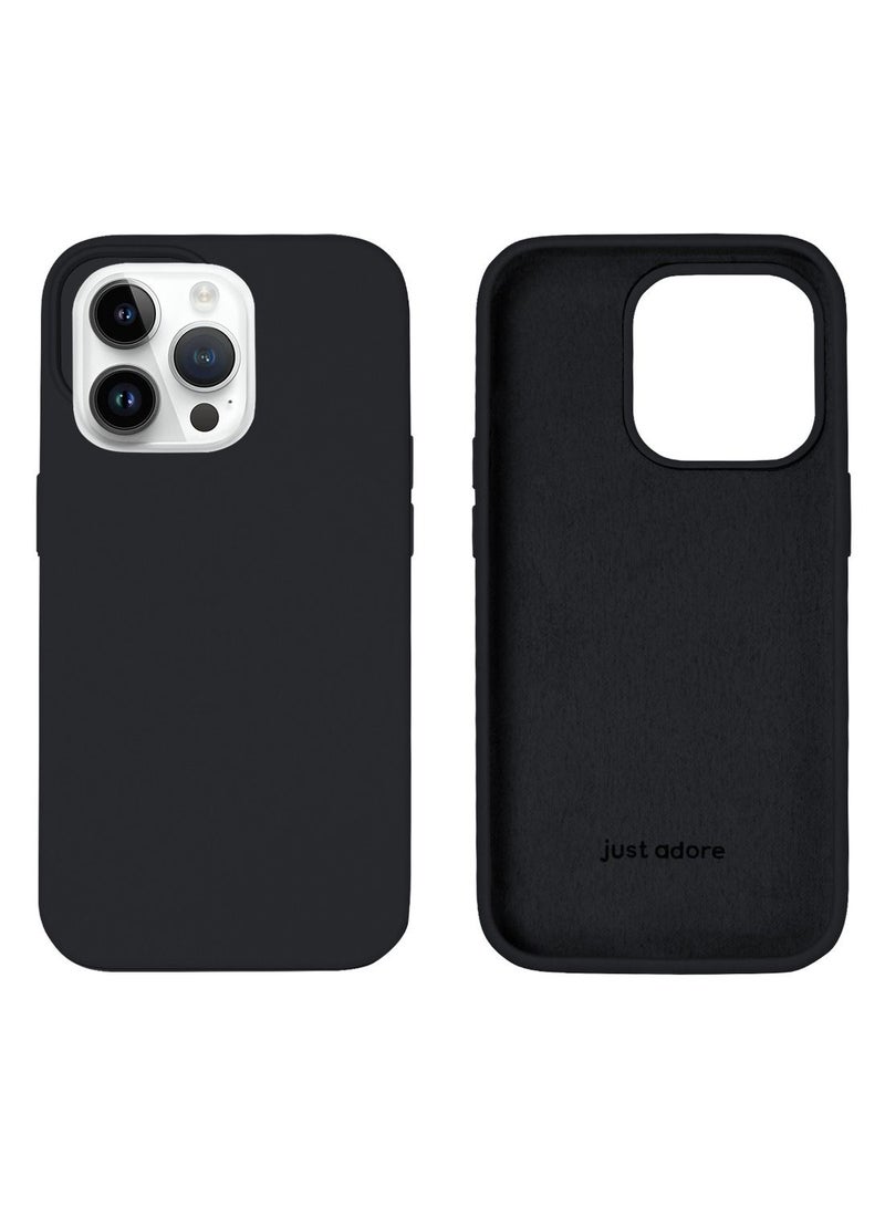 just adore Apple IPhone 14 Case, Silicone Case, Matt Finish, Finger Print resistant cover for IPhone 14, 14 Plus, 14 Pro, 14 Pro Max - Black - Image 3