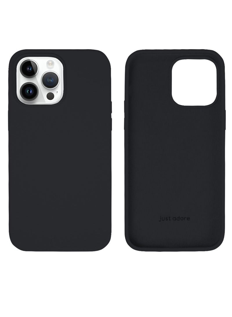 just adore Apple IPhone 14 Case, Silicone Case, Matt Finish, Finger Print resistant cover for IPhone 14, 14 Plus, 14 Pro, 14 Pro Max - Black - Image 4