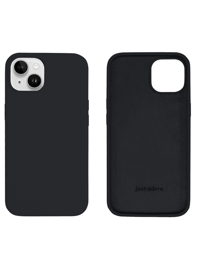 just adore Apple IPhone 14 Case, Silicone Case, Matt Finish, Finger Print resistant cover for IPhone 14, 14 Plus, 14 Pro, 14 Pro Max - Black - Image 1