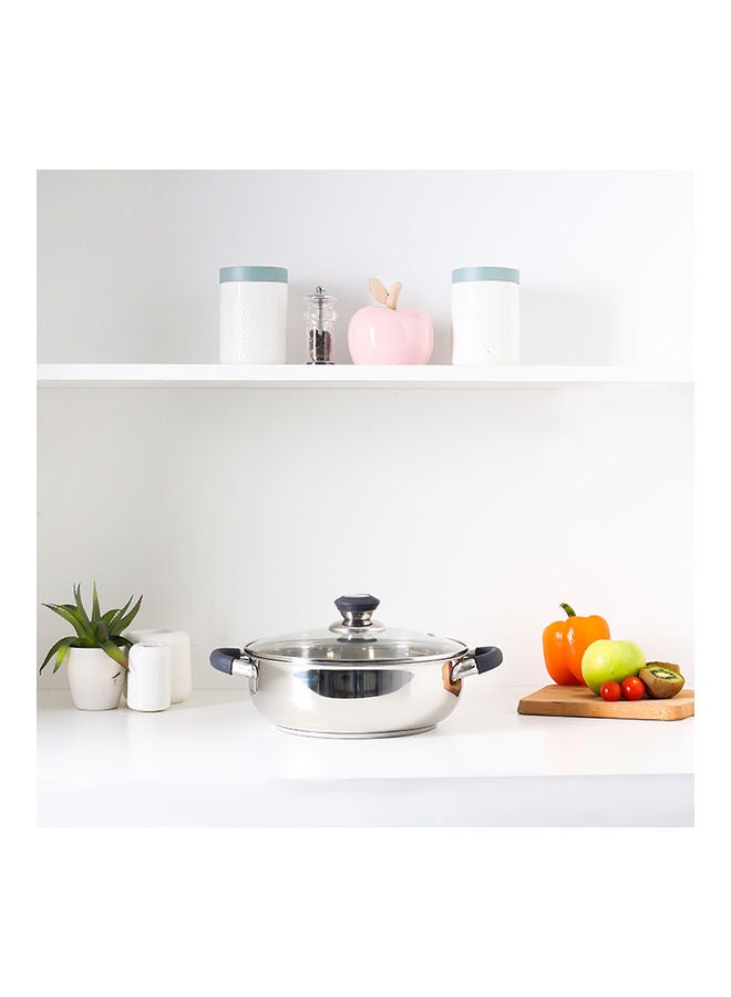 Royalford Perfect for Sauting Frying Stir Frying Etc| Equipped with Strong and Sturdy Riveted Handles Kitchen Use Versatile And Strong Stainless Steel Construction| Silver Silver 24x24x8 cmcm - Image 2