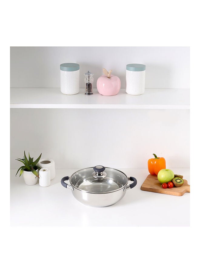 Royalford Perfect for Sauting Frying Stir Frying Etc| Equipped with Strong and Sturdy Riveted Handles Kitchen Use Versatile And Strong Stainless Steel Construction| Silver Silver 24x24x8 cmcm - Image 4