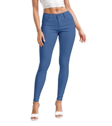Hybrid & Company Hybrid Company Womens Hyper Ultra Stretch Comfy Skinny Leg Work Casual Pants P44876SK Powder BLU L