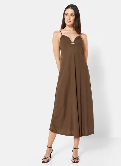 MANGO Vani Plunge Midi Dress
