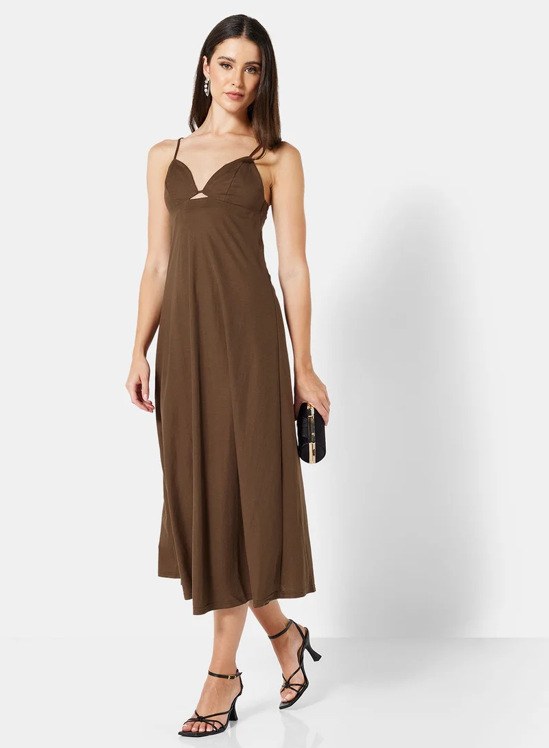 MANGO Vani Plunge Midi Dress