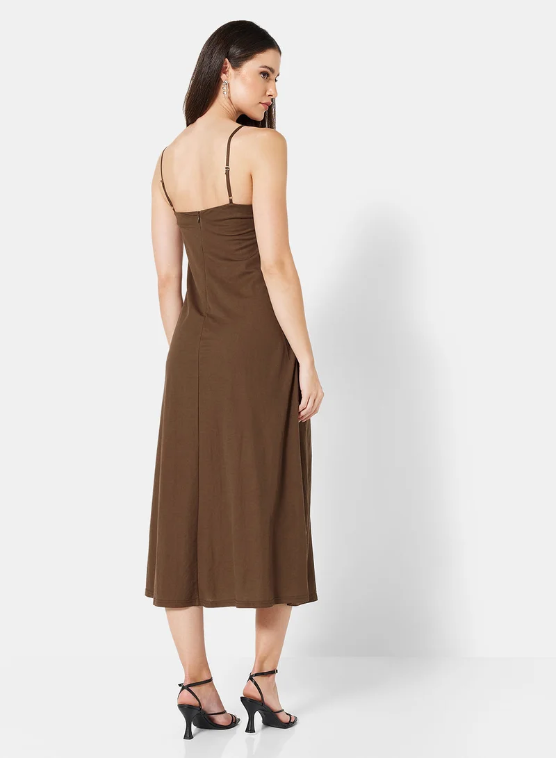 MANGO Vani Plunge Midi Dress