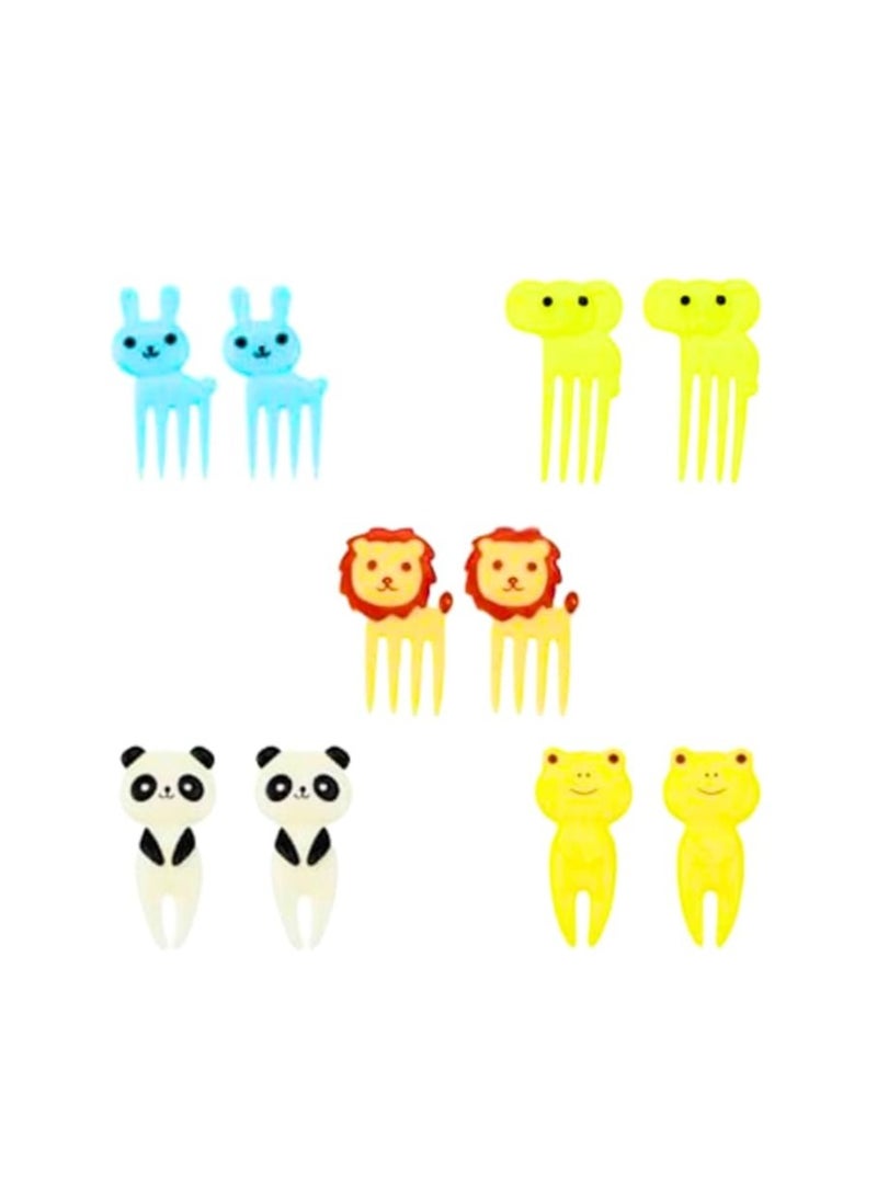 Set of 10 animal-shaped fruit food forks, plastic bento box forks, small reusable toothpick sticks for candies, Halloween cupcakes, party decorations, lunchbox accessories, meal picks - Image 2