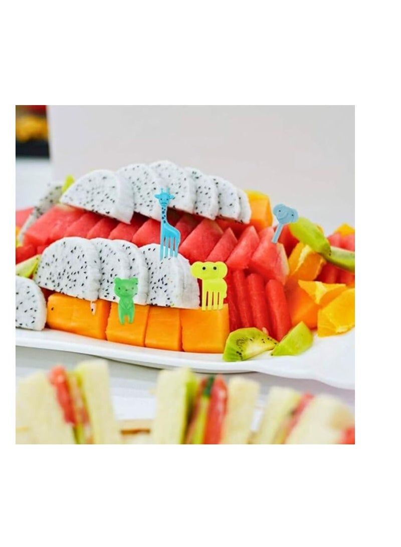 Set of 10 animal-shaped fruit food forks, plastic bento box forks, small reusable toothpick sticks for candies, Halloween cupcakes, party decorations, lunchbox accessories, meal picks - Image 1
