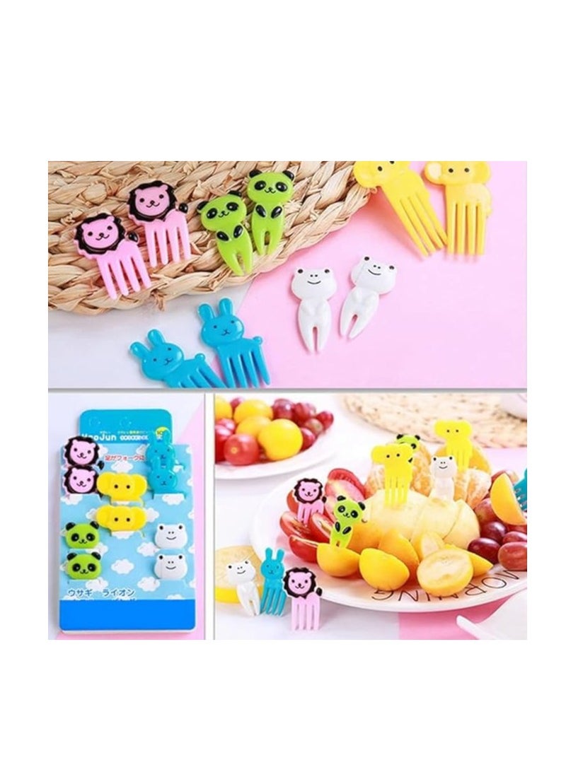 Set of 10 animal-shaped fruit food forks, plastic bento box forks, small reusable toothpick sticks for candies, Halloween cupcakes, party decorations, lunchbox accessories, meal picks - Image 3