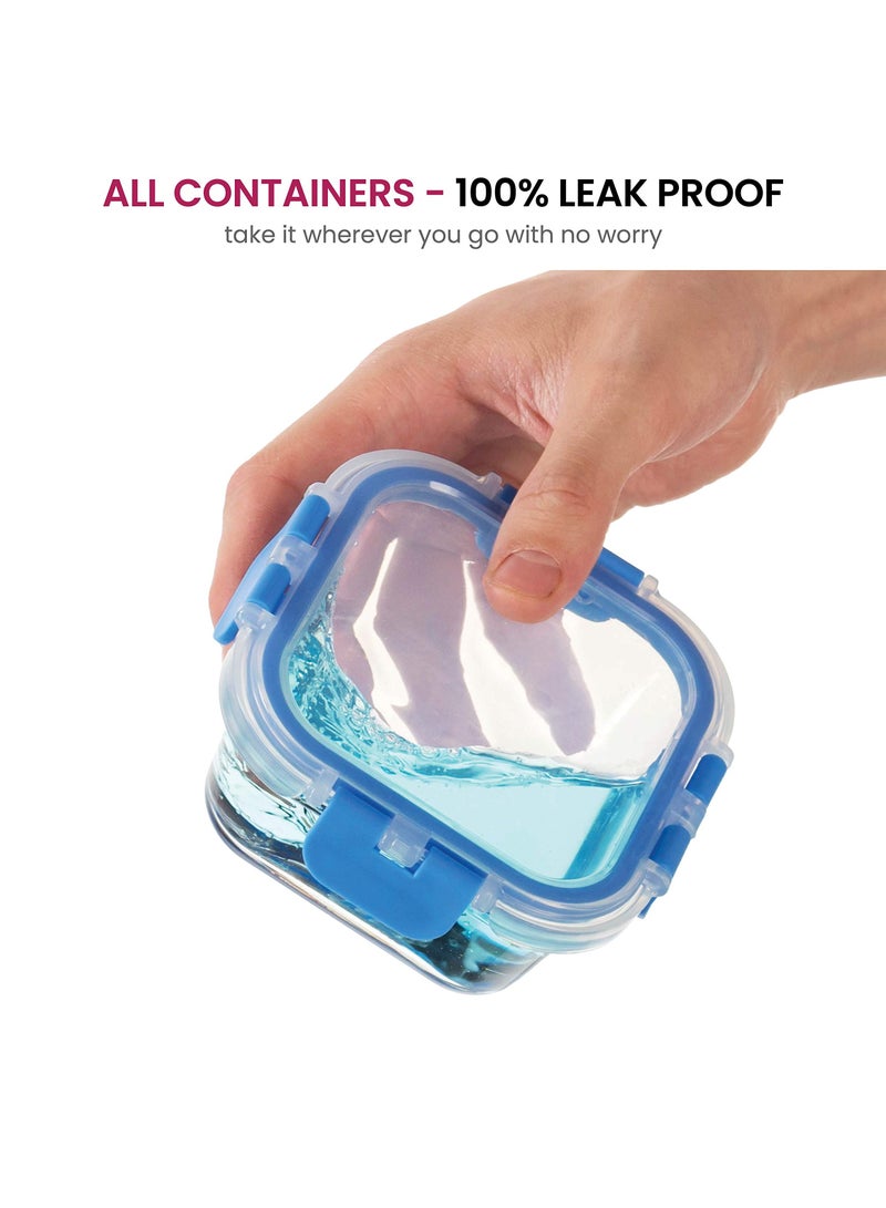 Bukela 12 Piece Glass Storage Containers with Lids - Leak Proof, Dishwasher Safe Glass Food Storage Containers for Meal Prep or Leftovers, Blue - Image 4