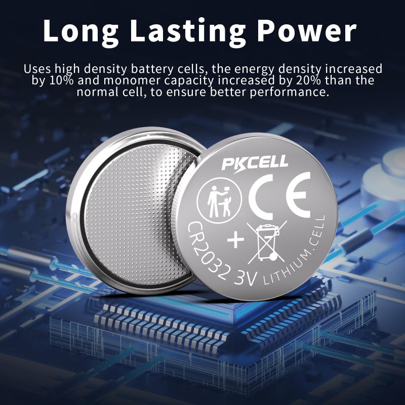 Pkcell Cr2032 Batteries 8-Pack 2032 Lithium Battery Cr2032 Lithium 3V Coin Battery - Image 3
